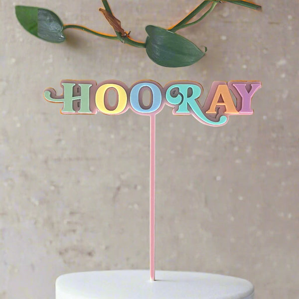 Hooray Birthday Cake Topper Double layered