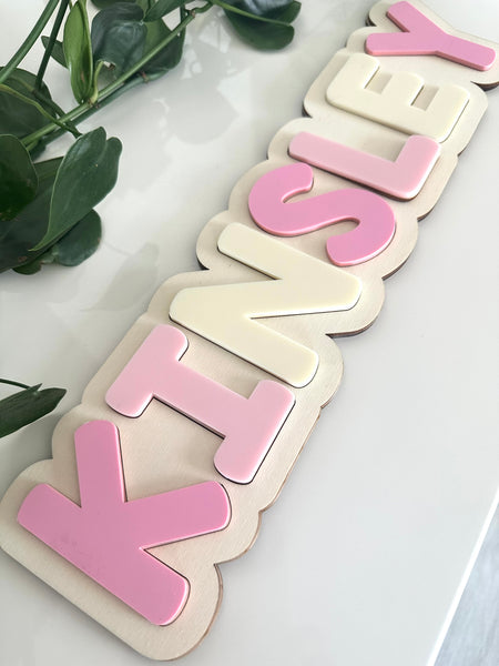 Personalised Kids Name Puzzle – Contoured edge with Acrylic Letters
