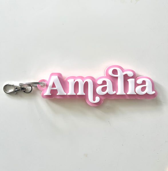 Amalia bag tag in hot pink 