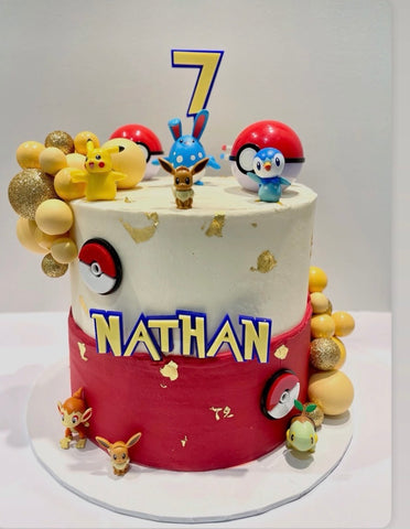 Pokémon themed Birthday Cake Topper, charm and Pokeballs Set