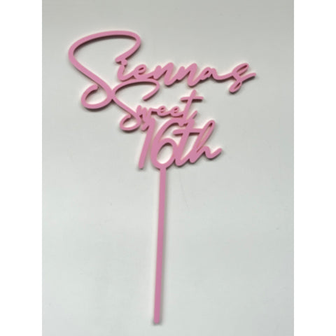 Sweet 16th custom name cake topper