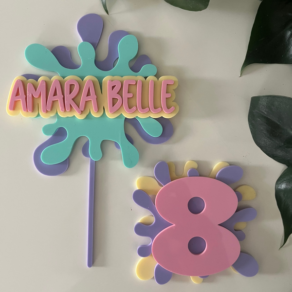 Amara Belle Age 8 Slime theme cake topper set