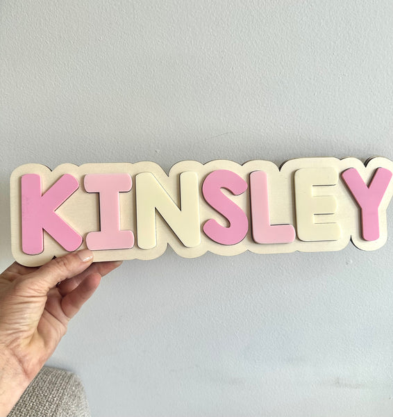 Personalised Kids Name Puzzle – Contoured edge with Acrylic Letters