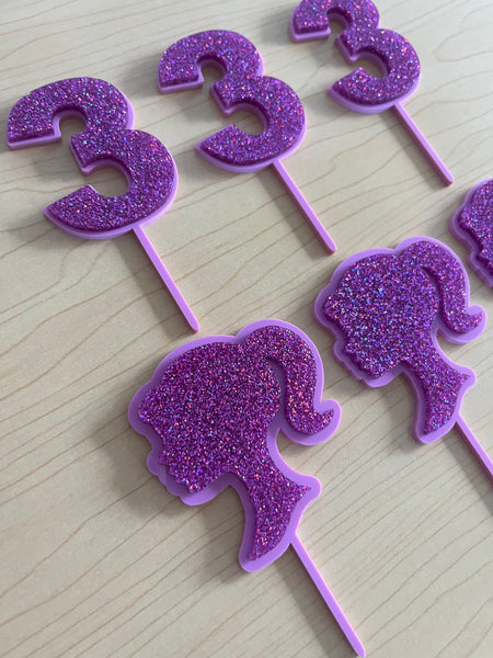 Barbie Girl and Age Cupcake toppers Set of 6