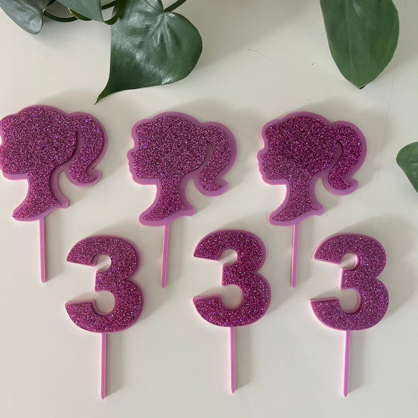 Barbie Girl and Age Cupcake toppers Set of 6