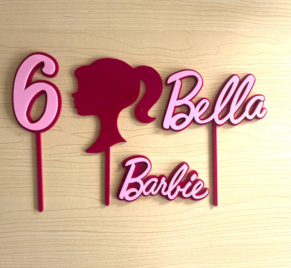 Barbie themed cake topper set