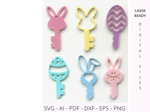 Bundle x 6 Magic Keys Easter Bunny Laser Cut Files (Digital Download)