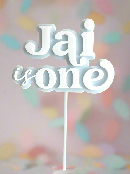 Jai is One Double layered cake topper in Blue