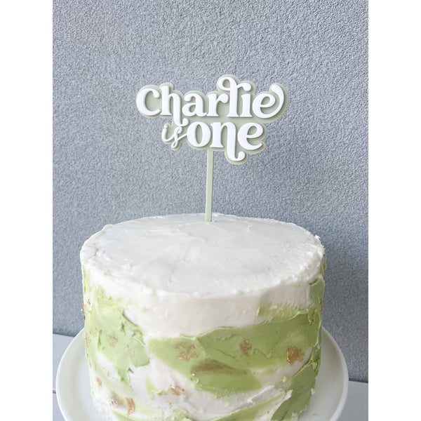 "Charlie is One" Personalised Kids Boho Birthday Cake Topper