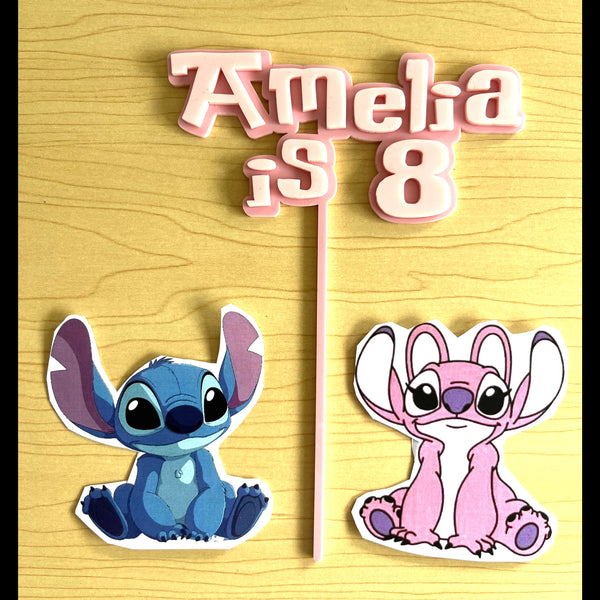 Custom Lilo & Stitch themed Cake topper & charms set