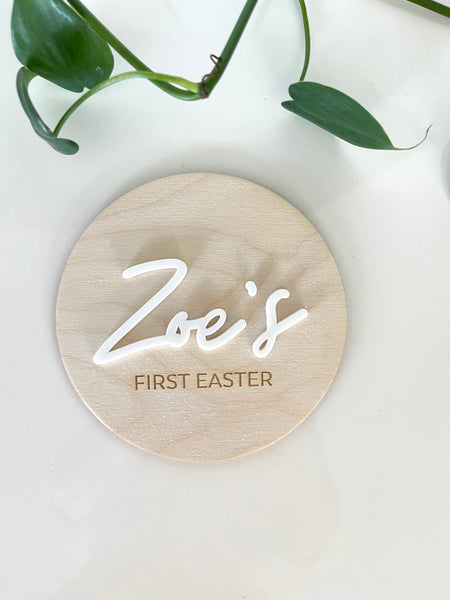 Personalised Baby's First Easter Wooden Plaque 12cm