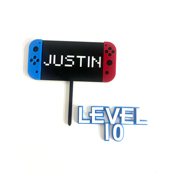Personalised Nintendo Switch inspired Cake Topper and Age Charm