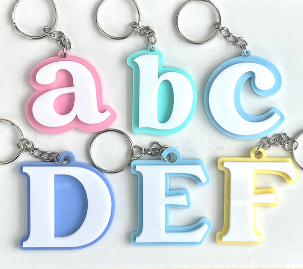 Acrylic Kids School Bag Name Tags 3D Initial Keychain