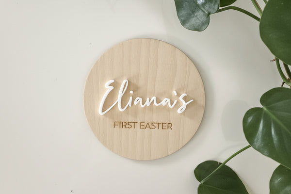 Personalised Baby Easter Wooden Plaque | Custom Name Engraved | 12cm