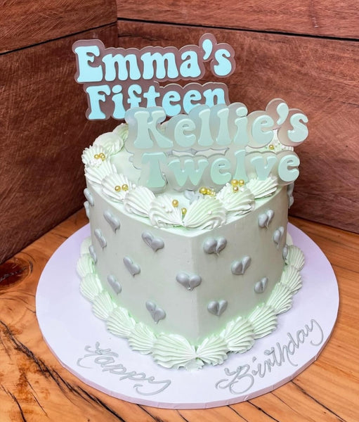 Emmas Fifteen and Kellies Twelve cake charms