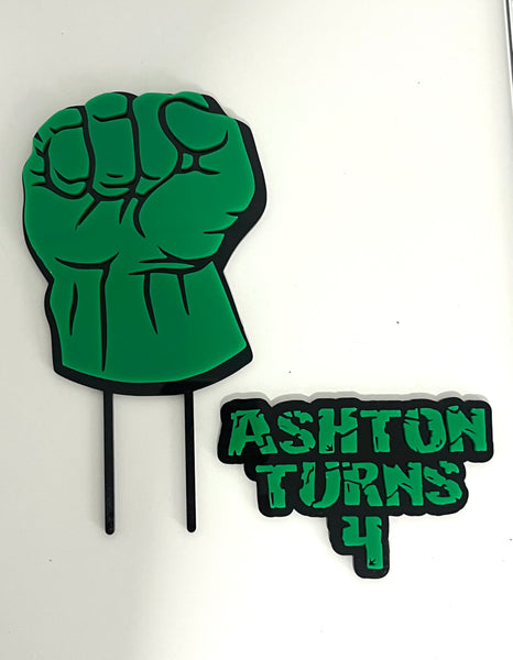 Ashton turns 4 hulk cake topper set
