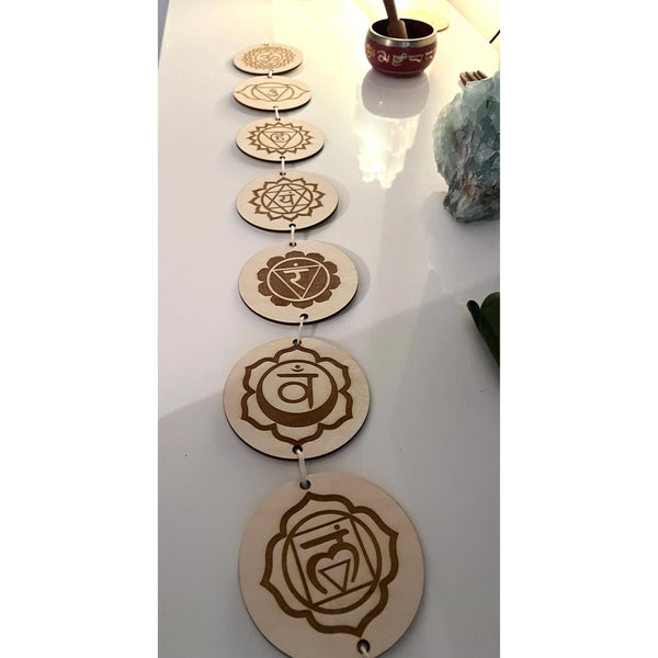 Wooden Chakras  Set Wall Art Hanging - Reiki energy infused