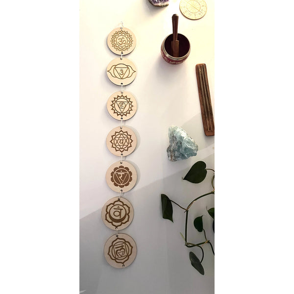 Wooden Chakras  Set Wall Art Hanging - Reiki energy infused