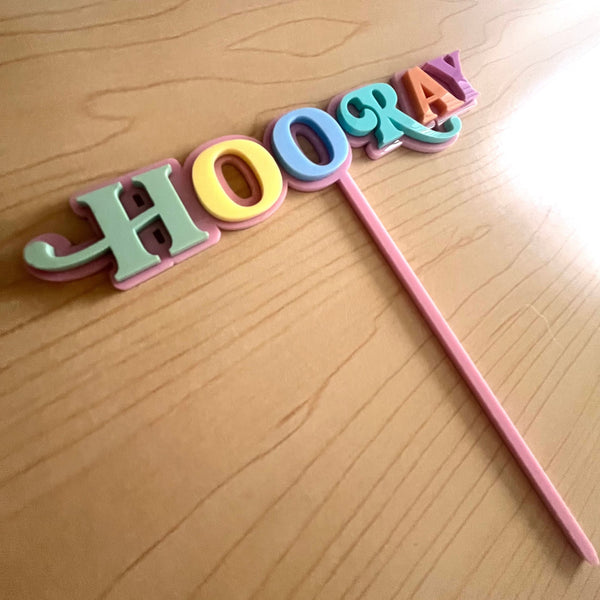 Hooray Birthday Cake Topper Double layered