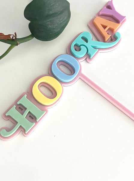 Hooray Birthday Cake Topper Double layered