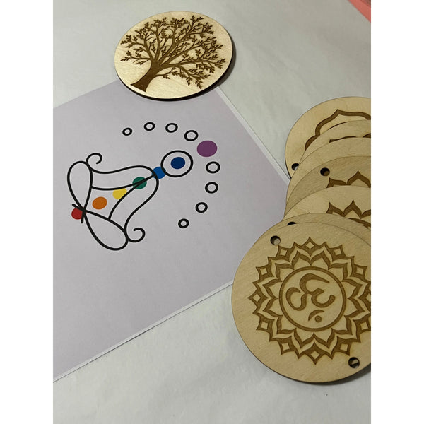 Wooden Chakras  Set Wall Art Hanging - Reiki energy infused