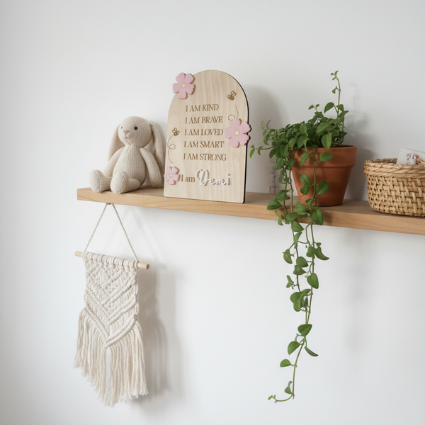 Kids Name Affirmations Board with Flowers and Bees