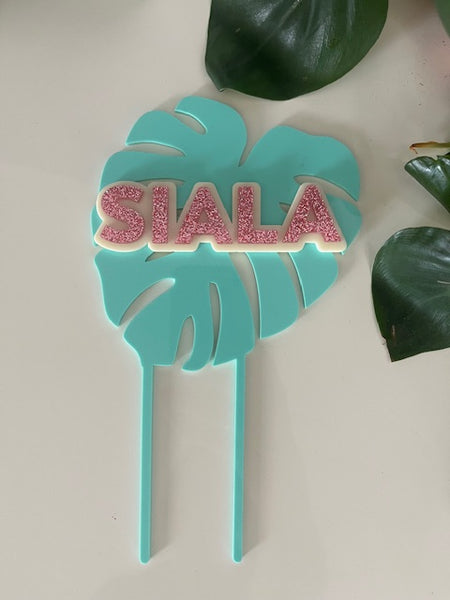 Monstera Leaf Cake Topper for Girls Birthday Party