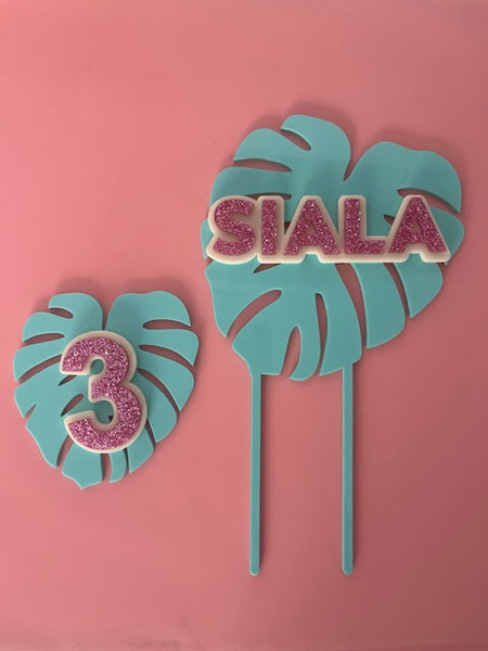 Monstera Leaf Cake Topper for Girls Birthday Party