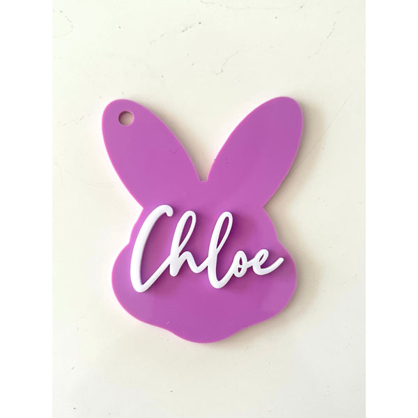 Personalised 3D Easter Bunny Basket Kids Name Tag