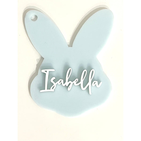Personalised 3D Easter Bunny Basket Kids Name Tag