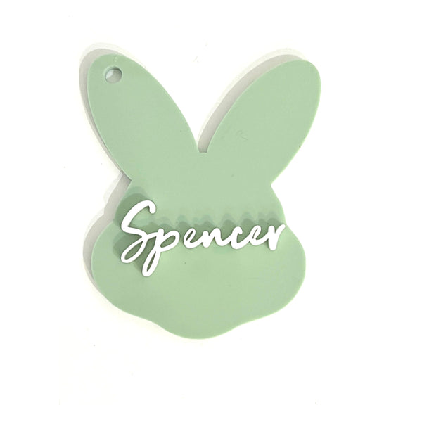Personalised 3D Easter Bunny Basket Kids Name Tag