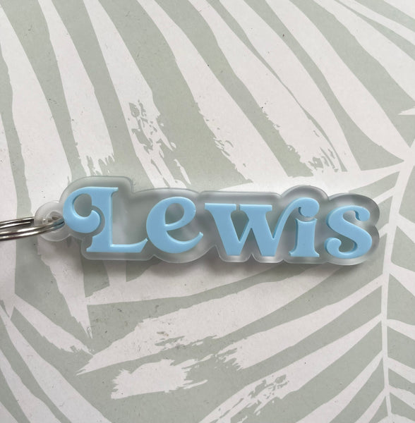 Personalised Acrylic Kids Name Bag Tag 9mm thick frosted