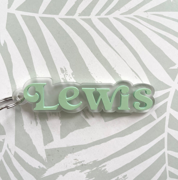 Personalised Acrylic Kids Name Bag Tag 9mm thick frosted
