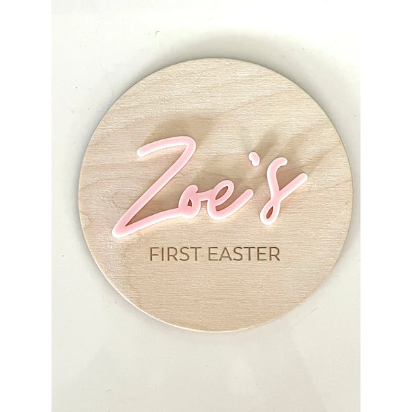 Personalised Baby's First Easter Wooden Plaque 12cm