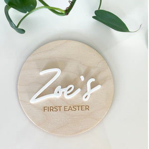 Personalised Baby's First Easter Wooden Plaque 12cm