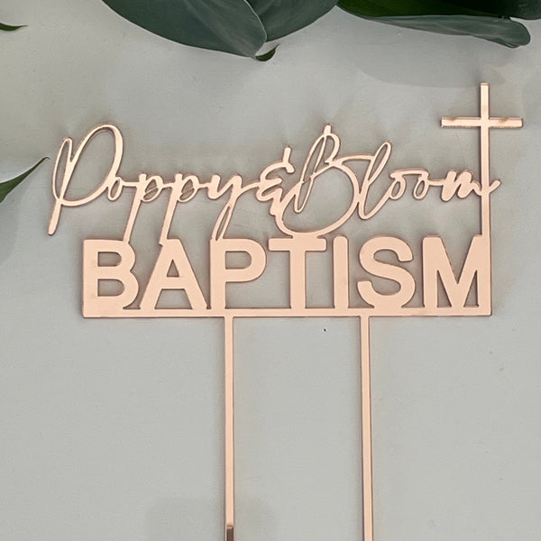Personalised Baptism Cake Topper Poppy & Bloom
