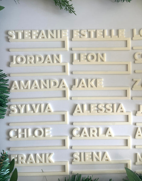 Personalised Guests Name Places Napkin Holders in Cream Acrylic