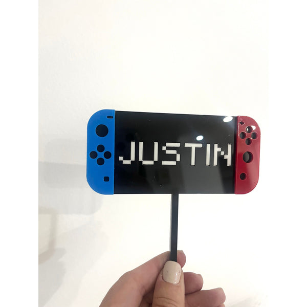 Personalised Nintendo Switch inspired Cake Topper and Age Charm