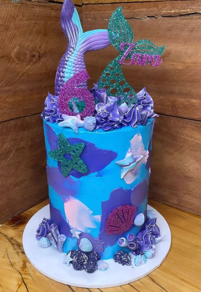 Personalised Under the Sea Mermaid tail Birthday Cake Topper set