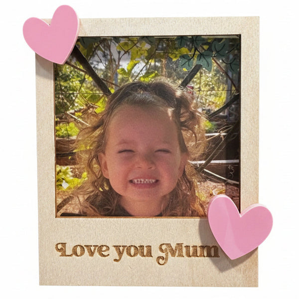 Photo fridge magnet gift for mum polaroid style frame close up