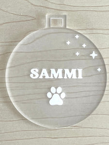 Pets name christmas tree ornament frosted acrylic