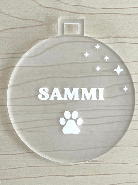 Pets name christmas tree ornament frosted acrylic