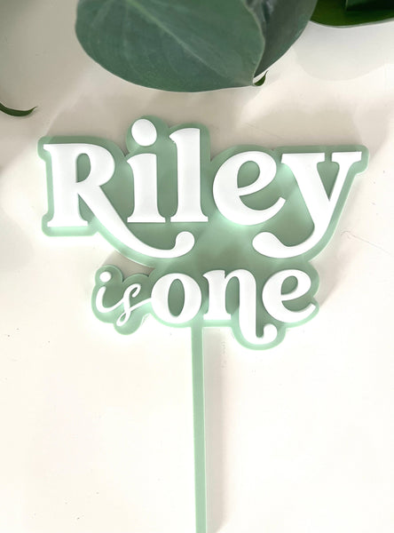 Riley is One Double Layered Cake Toppers in Sage