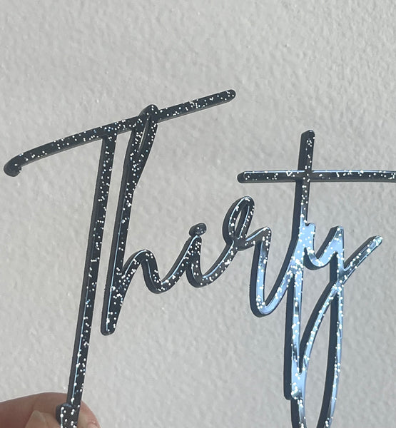 Thirty Cake Charm Glitter Black