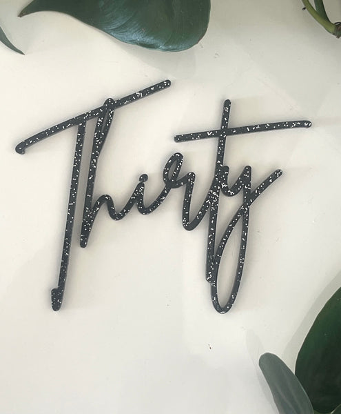 Thirty Cake Charm black glitter