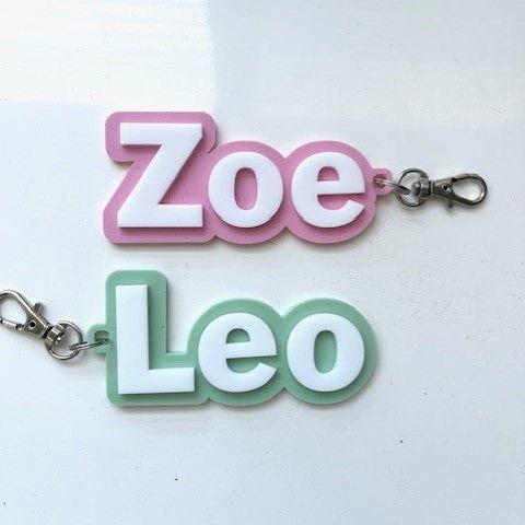 Personalised name 3D Keyrings School bag tag