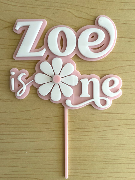 Zoe is One Daisy cake topper double layered 