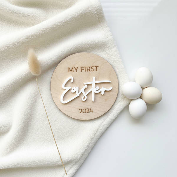 Easter Plaque White Words Flat Lay