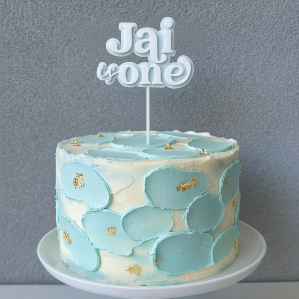 Jai is One Light Blue Topper on Blue Cake