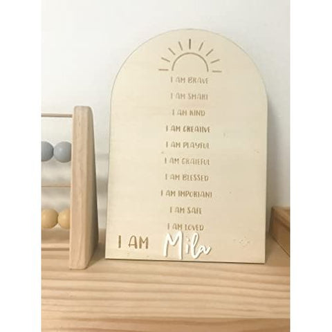 Wooden Kids 10 x Affirmations Board Gender Neutral - Personalised
